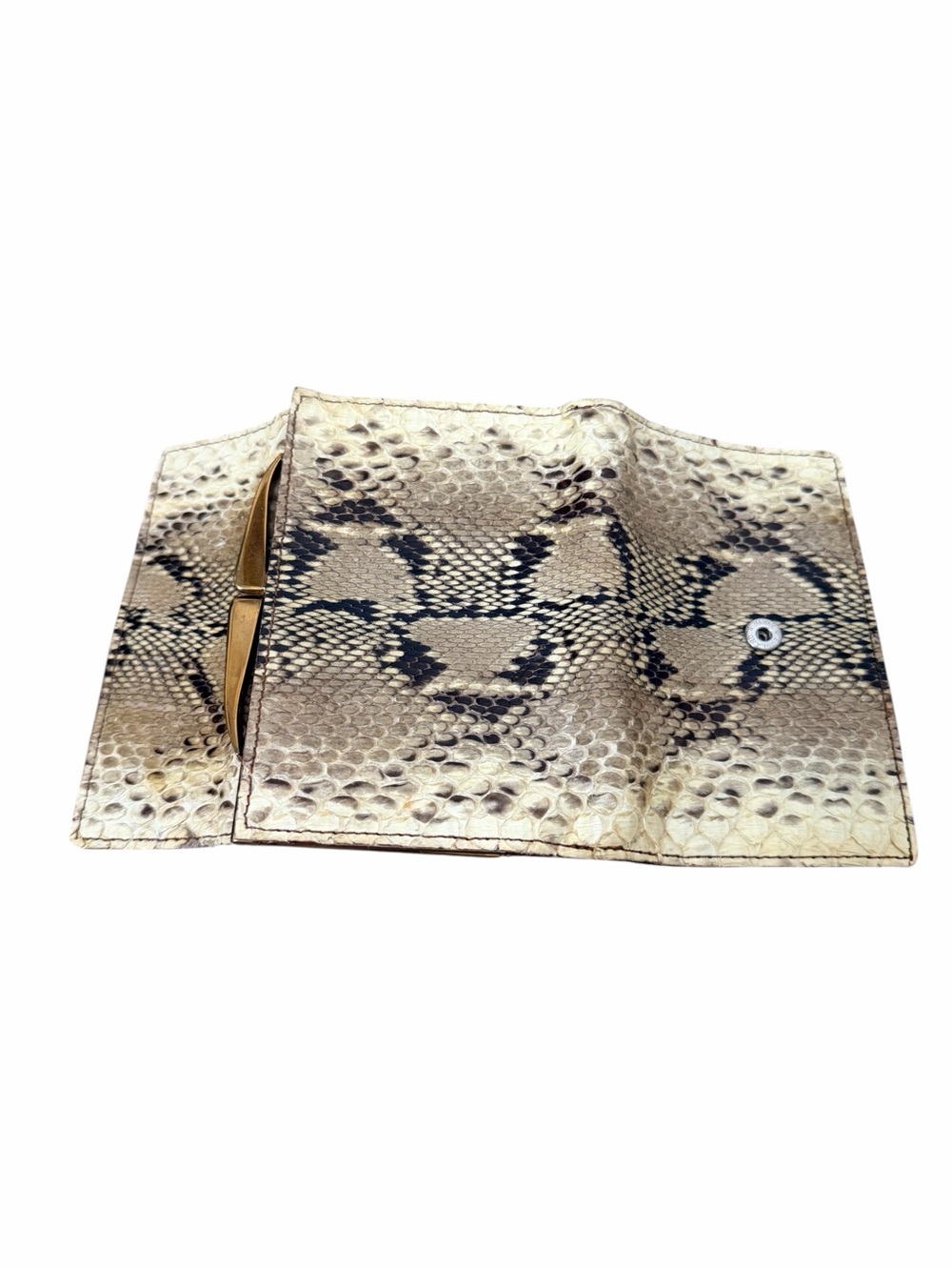 VINTAGE RARE T.M.H PYTHON & LEATHER HISTORIC WALLET. - Picture 5 of 9